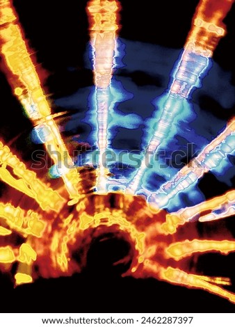 Abstract photography of a moving wheel of lights.