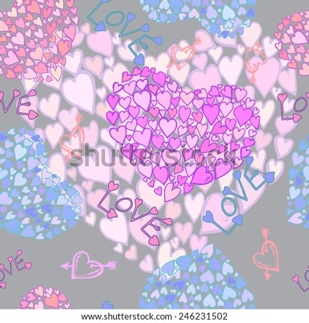 Vector seamless pattern love heart . Decor design greeting cards, Great for Valentine's Day, wedding, Mother's Day, scrapbook, Easter, marriage, gift wrapping paper, social media. 