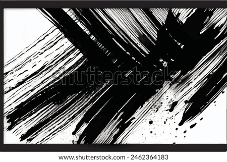 Black Brush strokes isolated on white background. Brush strokes grunge background. Vector brush stroke texture. Black ink, paint splatter.