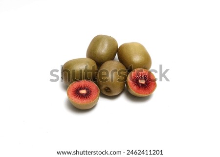 Red　Kiwi fruits isolated on a white background.