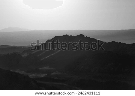 black and white photograph of mountain in the desert of Chile Atacama