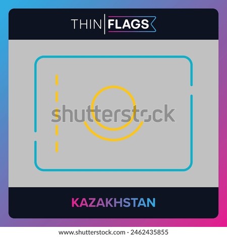 The flag of Kazakhstan, Download Editable Thin Icons. Country, World and International Flag Icons Set. Kazakhstani Flag Icon Graphic Vector Stroke