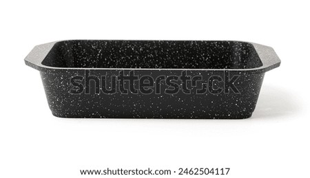 Metal baking dish isolated on white background.High resolution photo.. Mock-up.