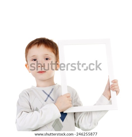 cute little boy with the photo frame