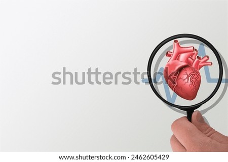 Doctor hand with magnifying glass with heart icon