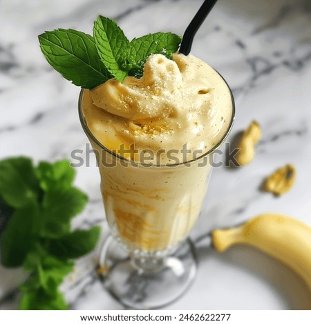 Summer Drinks: mint chocolate smoothie with yoghurt, chocolate chips, and mint leaves. Realistic focused photography on white background, professional and cool style.	