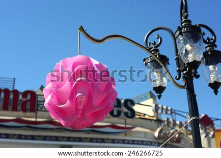 pink ball as a decoration for street light