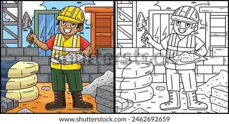 Construction Worker with a Plaster Illustration