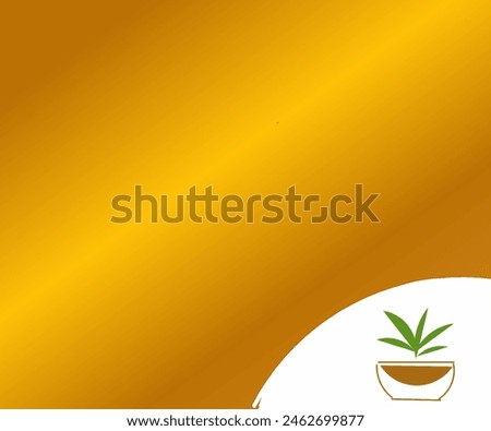 Illustration design of brown color gradient wallpaper with green leaf plants in flower pots