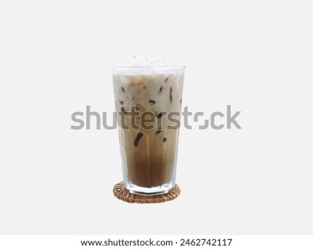 iced coffee, white background, drink