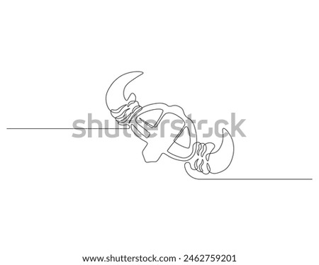 Continuous one line drawing of viking helmet. One line drawing illustration horned helmet in medieval. Ancient greek seaman concept continuous line art. Editable outline. Royalty-Free Stock Photo #2462759201