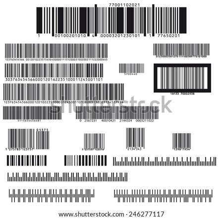 set of nineteen barcode