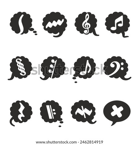 Musical Note Symbols on Speech Bubble.
