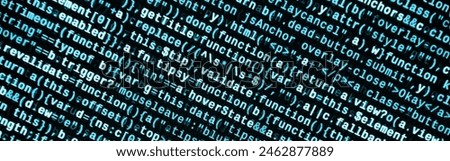 Big data and Internet of things trend. IT specialist workplace. Website HTML Code on the Laptop Display Closeup Photo. Big data storage and cloud computing representation