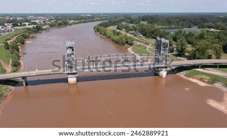 Afternoon view of a bridge over the Red River in Alexandria, Louisiana, USA.