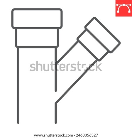 Pipe parts line icon, plumbing service and construction, connection pipe vector icon, vector graphics, editable stroke outline sign, eps 10.