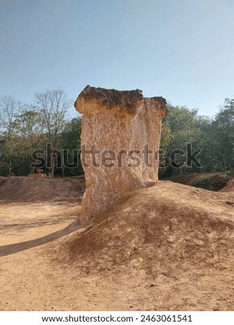 Picture of The soil columns contain gravel, stones, soil and sand in Phrae Province, Thailand