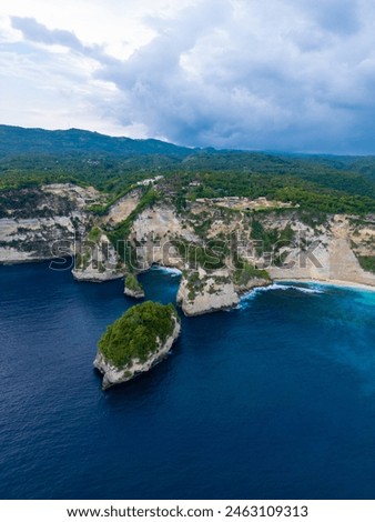 Aerial view of Diamond Beach, Nusa Penida, Bali Indonesia, most beautiful beach in the world