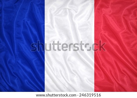 France flag pattern on the fabric texture ,vintage style