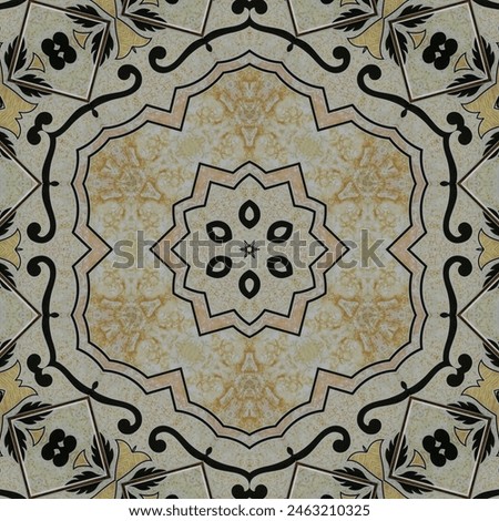 Luxury tiles design with mixed Spanish, Italian, Portuguese, Mexican, arabesque motifs. Innovation of Modern porcelain and ceramic flooring pattern design for unique interior and exterior decoration