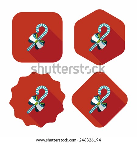 Christmas candy cane flat icon with long shadow,eps10