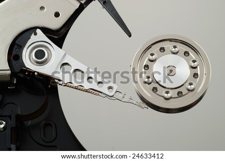 Close up pictures of the interior of a computer hard drive