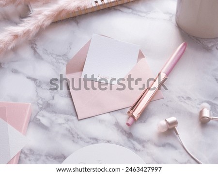 Cute marble desk and message card   