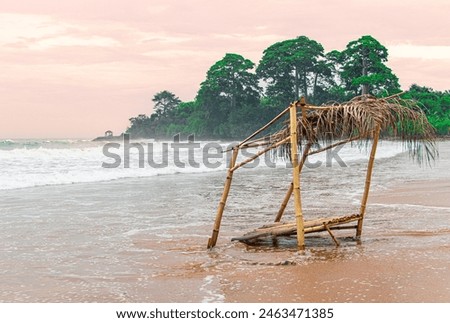 Busua Beach, Ghana - May 10th, 2024: Amazing tropical beach in West Africa.
