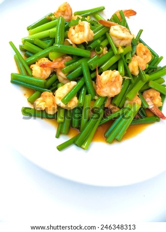 Fried shrimps with vegetable Thai's food backgrounds