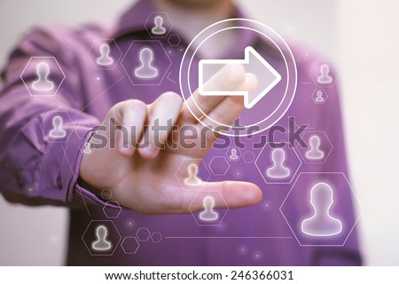Business button arrow icon sign connection web communication