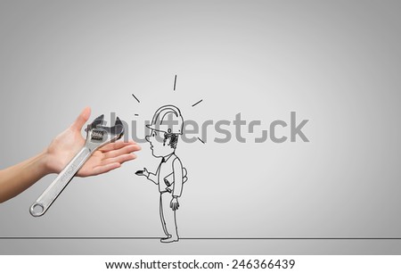 Hand draw pencil caricature of funny businessman