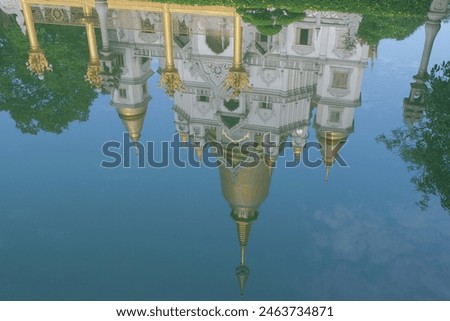 the reflection of temple in the pond look beautiful
