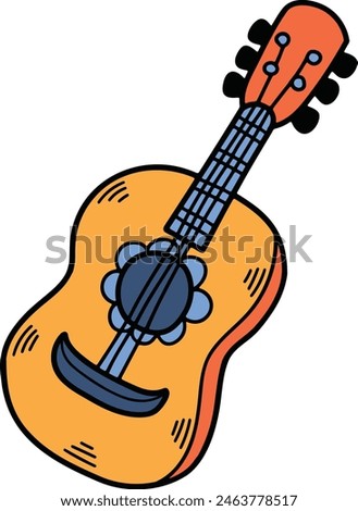 a Mexican style guitar illustration Hand drawn in line style