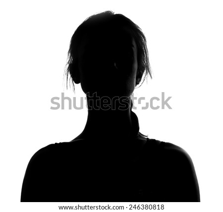 Female silhouette studio shot isolated on white