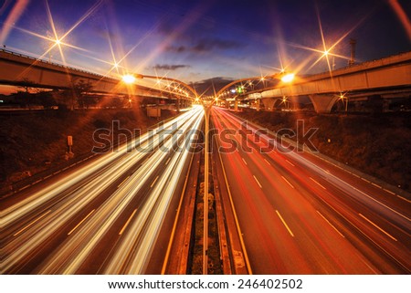 Highway in night with cars light in Taiwan for adv or others purpose use
