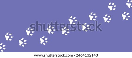 Dog or cat paw print set. Paw foot trail print of animal. Vector