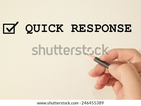 quick response check mark on wall background 