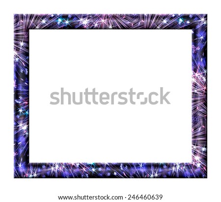  Rectangular blank frame for paintings and photographs depicting the bright lights of fireworks in the night sky