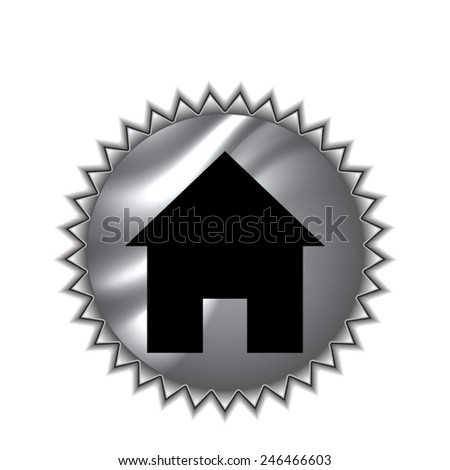 Home icon on round sticker