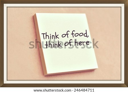 Text think of food think of here on the short note texture background