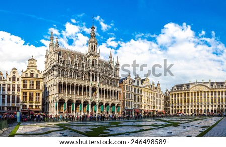 The Grand Place in a beautiful summer day in Brussels, Belgium Royalty-Free Stock Photo #246498589