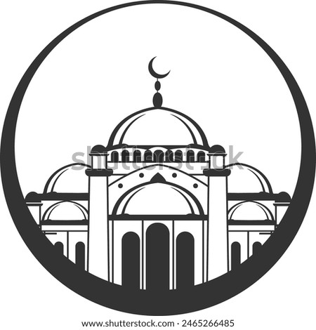 mosque logo in a circle, icon logo