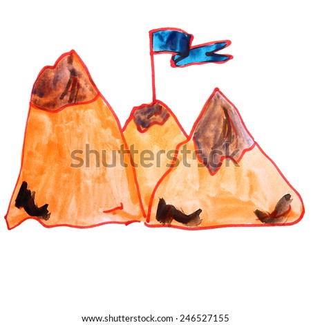 watercolor drawing kids camp, tent cartoon on a white background