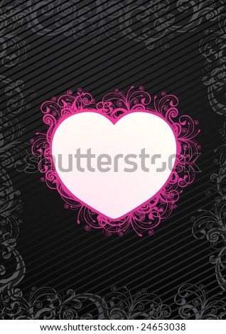 Vector illustration of floral heart over black background
