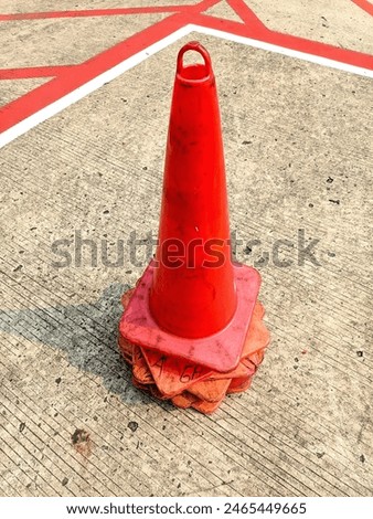 Stack of traffic safety Cones in parking lot for signs and road barriers