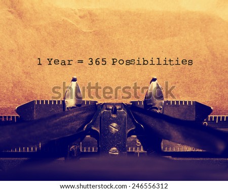 1 Year 365 Possibilities Inspiration Motivational Quotes On Vintage Paper Background Stock Photos And Images Avopix Com