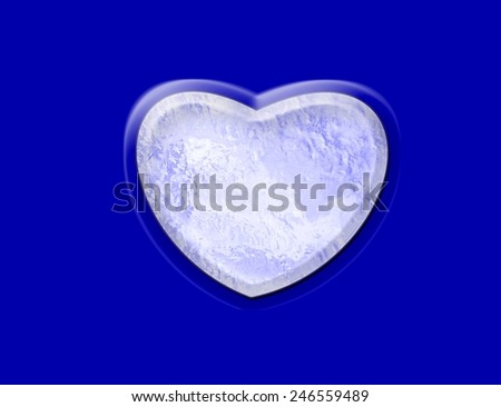 blurred  texture heart on blue background of Ice mind concept.