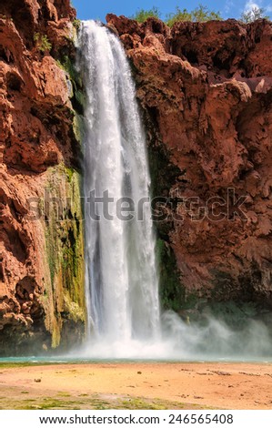 Waterfalls in rocks, Mooney Falls, Grand Canyon, Arizona Royalty-Free Stock Photo #246565408