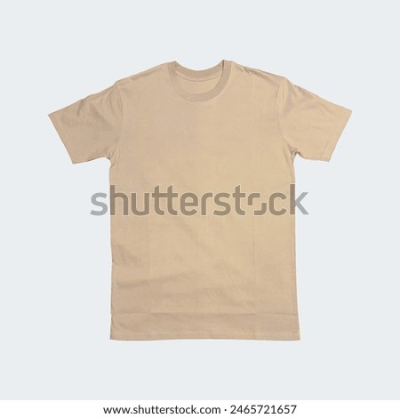 cream or khaki plain basic t-shirt mock up front view editable. flat lay, fashion and design element