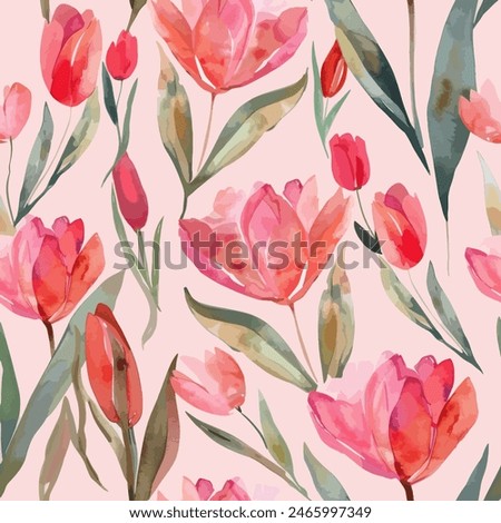 Abstract tulip flower blooming design. Pattern with floral seamless. Grunge textured abstract art vector  with flower and plants in watercolor style.